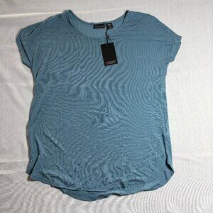 NWT Adrienne Vittadini Women's Short Sleeve Soft Dusty Blue Top Size Medium